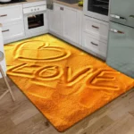 Non slip kitchen rug with 3D wave pattern in a modern kitchen