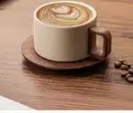 Vintage Wooden Handle Ceramic Coffee Cup with Saucer 250 Ml Large Capacity Tea Cup Modern Afternoon Tea Dessert Coffee Cup