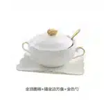 Embossed Ceramic Dessert Soup Bowl White Stew Cup Luxury Gold-plated Exquisite Soup Cup Porridge Bowl Tableware Kitchen