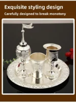 4pcs Set,Kiddush Wine Glass Cup and Tray,Havdalah Candle Holder,Besamim Spice Box Suitable for The End of The Sabbath – top