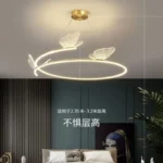 Butterfly Circle Chandelier, Modern Simple Atmosphere Light Luxury Living Room Bedroom Creative Personalized Lamp – close-up