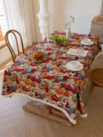 European Flower Tablecloth Decor Home Vintage Oil Paint Cloth Tablecloth Pastoral Style Floral Jacquard Cloths Table