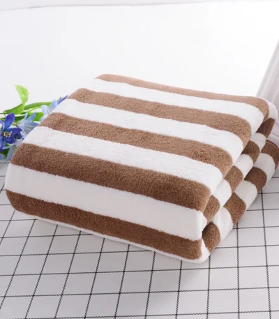 Hotel beauty salon quick-drying beach towel home soft absorbent face towel striped coral fleece bath towel