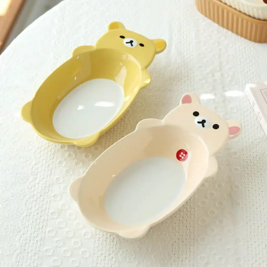 Hot Rilakkuma Character Peripheral Kawaii Ellipse Ceramic Dinner Plate Fruit Plate Original Children Birthday Present New