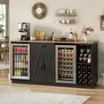 78.74" Large Coffee Bar Cabinet with Fridge Space, Mini Fridge Cabinet with Storage, Liquor Cabinet with Wine Rack,