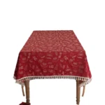 Beautiful Merry Christmas Red Jacquard Christmas Tree Bell Deer Tassel Tablecloth Tea Table Tablecloth Cover Towel