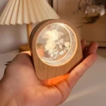 Custom Photo Crystal Ornament & Wooden Base Personalized Photo Engraving Miniature Figurine Home Office Decor
