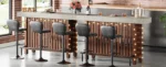 Large bar cabinet in modern living room with wine glass display