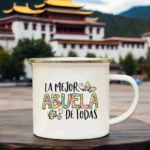Best Grandfather & Grandmother In The World French Print Enamel Mugs Drink Milk Coffee Cup Camping Mug Gift for Abuelo