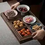 7pcs Rustic Wooden Trays with Handles - Rectangular Breakfast Plates & Coffee Table Serving Trays for Snacks, Party