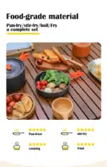 Aluminum Outdoor Camping Cookware Set, With Mesh Bag Folding Cookset Camping Kitchen Cooking Teapot and Pans Equipment