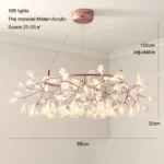 Nordic Chandelier Art Hanging living Room Chandelier Modern Restaurant Kitchen Firefly Lamp Rose Gold/Black Branch Round