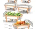 Stainless steel catering food warmers chafing dish set with 4 6-packs for buffet