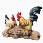 Creative Resin Rooster Hen Welcome Sign Decoration Items Home Livingroom Desk Sculpture Crafts Outdoor Garden Statue Accessories - Image 4
