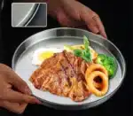 4 Sizes Deep Stainless Steel Meal Trays Round Dish Plates Barbecue Fruit Noodles Salad Mixing Dish Bowl Hotel Kitchen