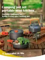 Aluminum Outdoor Camping Cookware Set, With Mesh Bag Folding Cookset Camping Kitchen Cooking Teapot and Pans Equipment – top