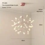 Nordic Chandelier Art Hanging living Room Chandelier Modern Restaurant Kitchen Firefly Lamp Rose Gold/Black Branch Round