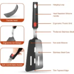 Goldoma high heat resistant spatula in use on a non-stick frying pan