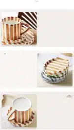 Simple Striped Ceramic Teacup Hotel Café Porcelain Coffee Cup 280ml Office Mug Breakfast Bread Dessert Mug Gift Table