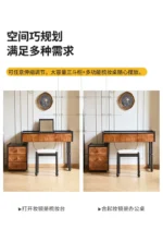Goldoma ash wood dressing table with mirror and six drawers in a bedroom setting