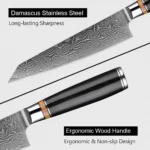 Art Forged Damascus Steel Kitchen Knife Set 1-8 pcs Professional Hotel Chef's Slicing and Carving Knife Premium Kitchen