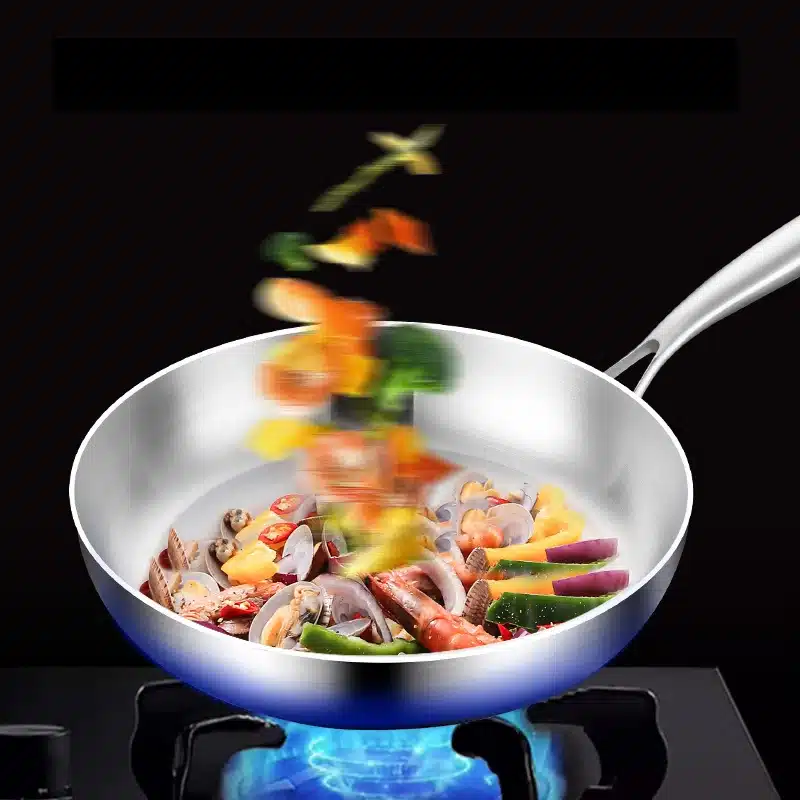 316 Stainless Steel Deep Fryer Non Stick Frying Pan Cooking Steak Kitchen Cookware Gas Stove Induction Cooker Universal Milk