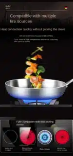 316 Stainless Steel Deep Fryer Non Stick Frying Pan Cooking Steak Kitchen Cookware Gas Stove Induction Cooker Universal Milk