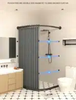 Toilet Non-porous Corner Magnetic Folding Invisible Shower Curtain Waterproof and Mildew-proof Thickened Shower Partition