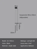 Modern Minimalist LED Longer Pendant Lights For Bedroom Bedside Reading Chandelier Lamps Living Room Bar Coffee Decor