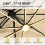 10 X 13 FT Cantilever Patio Umbrella with Base Included & Led Lights Outdoor Rectangle Offset Large Double Top,
