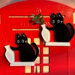 Refrigerator Magnets Black Cat Pushing Vase Decor Cat Whisker Collection Memorial Box Fridge Magnet Home Office Decor For