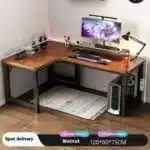 47 in Computer Desk with Drawer, Storage Cabinet Shelve, L Shape Home Office Reversible Study Table, Wood Executive Writing