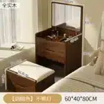 Compact LED Makeup Vanity Desk with Stool and Mirror