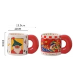 620ml Santa Claus Cup Cartoon Ceramic Coffee Cup Large Capacity Couple Water Mug Home Breakfast Oat Milk Mug Christmas Gift