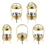 9L Gold Hanging Hinged Lid Chafing Dish Buffet Set For Catering Pour Buffet Stainless Steel Food Warmer Luxury Chafing