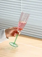 Retro Color Gradient Flower-shaped Goblet Glass Red Wine Glass Crystal Glass French Elegant Antique Cup Light luxury Cup - Image 5