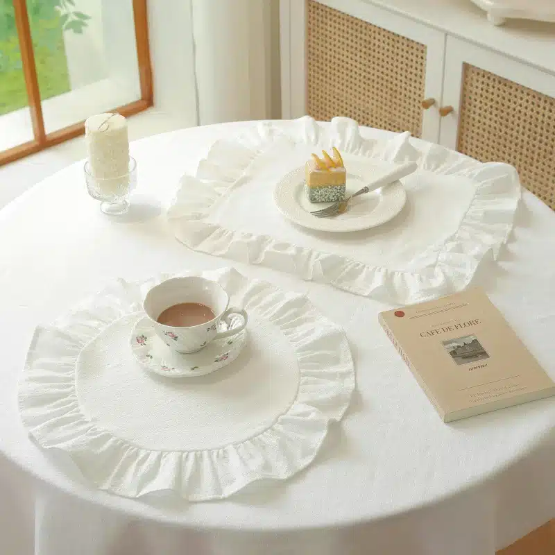4PCS Cloth Napkins Round Placemat 100% Cotton Vintage Wedding Table Decoration Reusable for Kitchen Dinning Christmas Table Mats