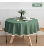 New Large Round Tablecloth Solid Color Cotton Linen Waterproof Table Cloth Oil-Proof Table Cover for Kitchen Garden