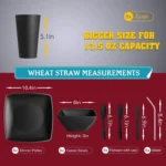 56-piece With Flatware Kitchen Plastic Wheat Straw Square Dinnerware Set for 8, Unbreakable Dinner Plates, Snack Bowls,