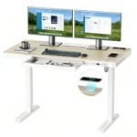 Height Adjustable Standing Desk,Computer Desk& Office Desk with Drawer Wireless Charging Cable Management for Home