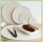 Rope Woven Thermal Insulation Placemat, Home Kitchen Cotton Meal Mat, Dining Table Decor, Cup Coaster, Pot Pad, Europe,