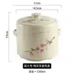Ceramic Stew Pot Japan Plum Blossom Stew Bowl Double Lid Stewed Bird's Nest Steamed Egg Double Handle Egg Cup Kitchen