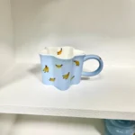 Plum Blossom Cute Girl Ceramic Cup Creative High Value Mug Pink Cherry Water Bottle Children's Breakfast Milk Cups, 320ml