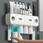 Magnetic Adsorption Inverted Toothbrush Holder 2 Automatic Toothpaste Squeezer Dispenser Storage Rack Bathroom Accessories