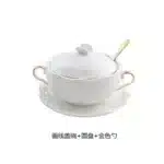 Embossed Ceramic Dessert Soup Bowl White Stew Cup Luxury Gold-plated Exquisite Soup Cup Porridge Bowl Tableware Kitchen