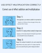 Cream being absorbed into skin, with a before-and-after visual cue.