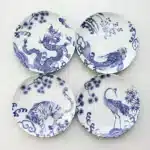 Chinese Painted Auspicious Animals Dessert Plates Vintage Blue and White Underglaze Ceramic Dinner Plate Afternoon Tea