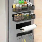 Goldoma magnetic spice rack set of 4 attached to refrigerator with spices