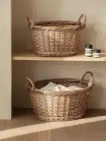 Large Size Wicker Laundry Basket Dirty Clothes Storage Basket Household Toy Weaving Box Japanese Style Pure Color Closet