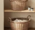 Large Size Wicker Laundry Basket Dirty Clothes Storage Basket Household Toy Weaving Box Japanese Style Pure Color Closet
